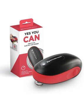 Electric Can Opener - Portable, Easy Grip, Battery Operated, Red Kitchen Gadget